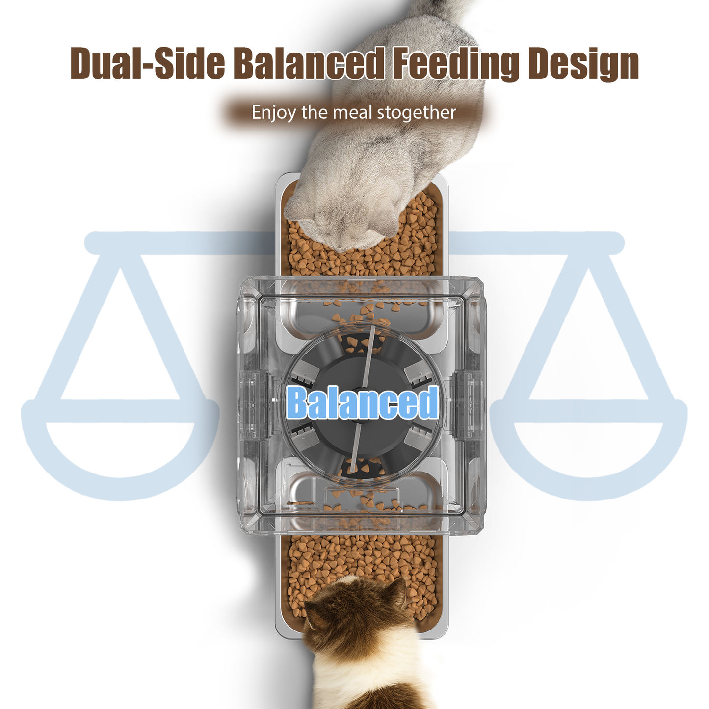 Automatic Cat Feeder with 5G Wi-Fi APP Control, 5L/20 Cup Timed Food Dispenser, Adjustable Height, Voice Call, 2 Pet Bowls for 2 Cats and Dogs