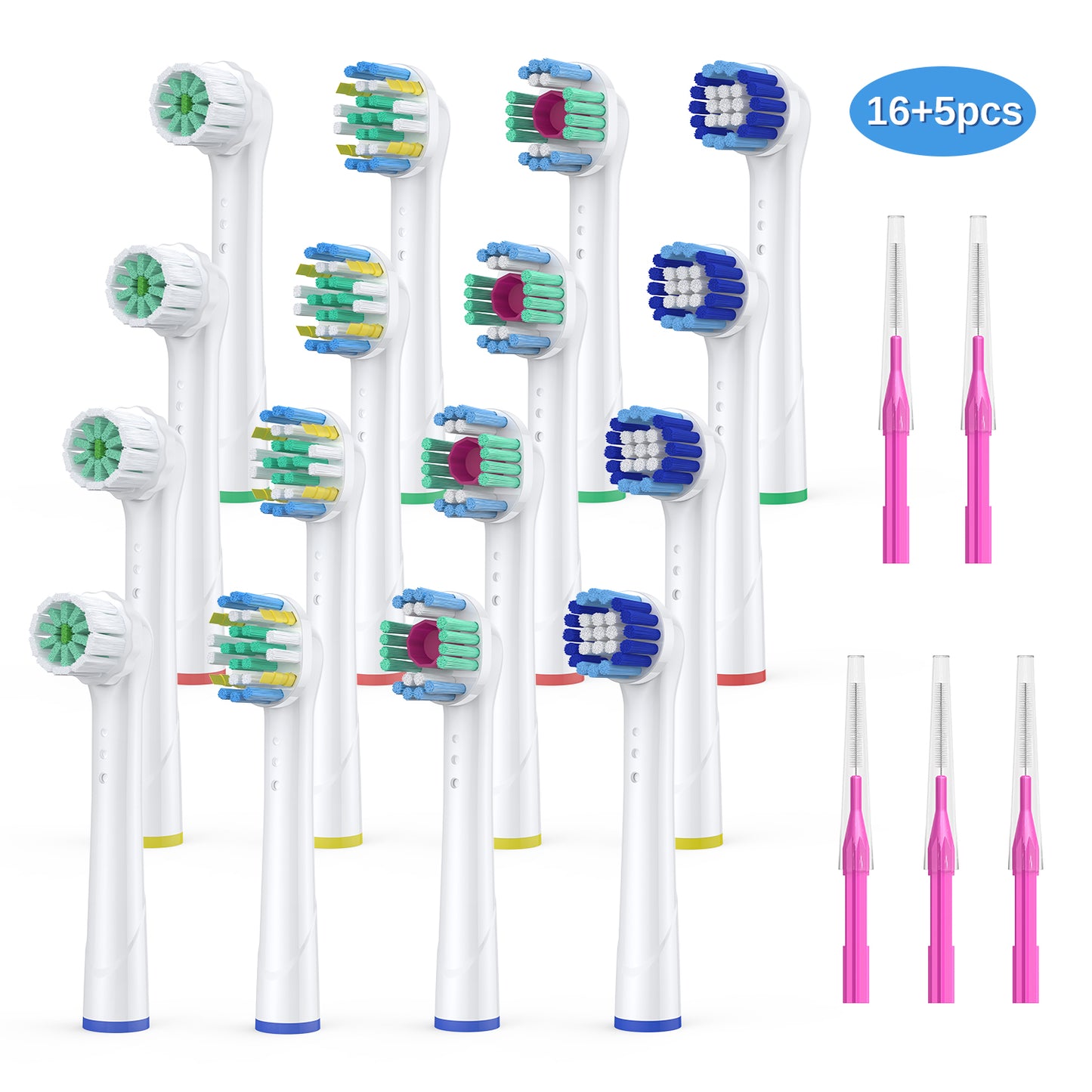 16 Pack Electric Toothbrush Replacement Heads Compatible with Oral B Braun Electric Toothbrush, with 5 Interdental Brushes,4 Types Brush Heads