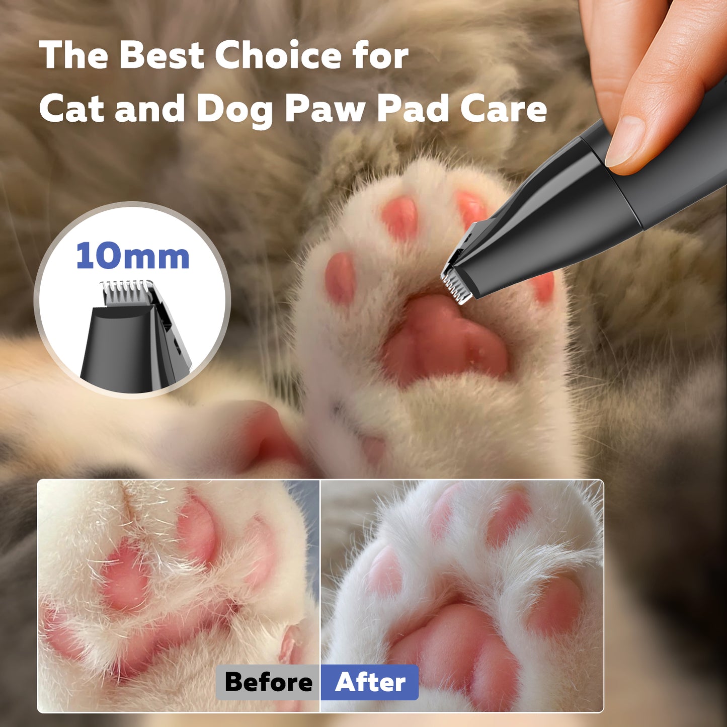 Dog Clippers with LED Display, 4 in 1 Dog Grooming Kit, Low Noise Cordless Dog Nail Grinder, Rechargeable Pet Clippers for Dogs Cats Trimming Hair Around Paws Eyes Ears Face Rump