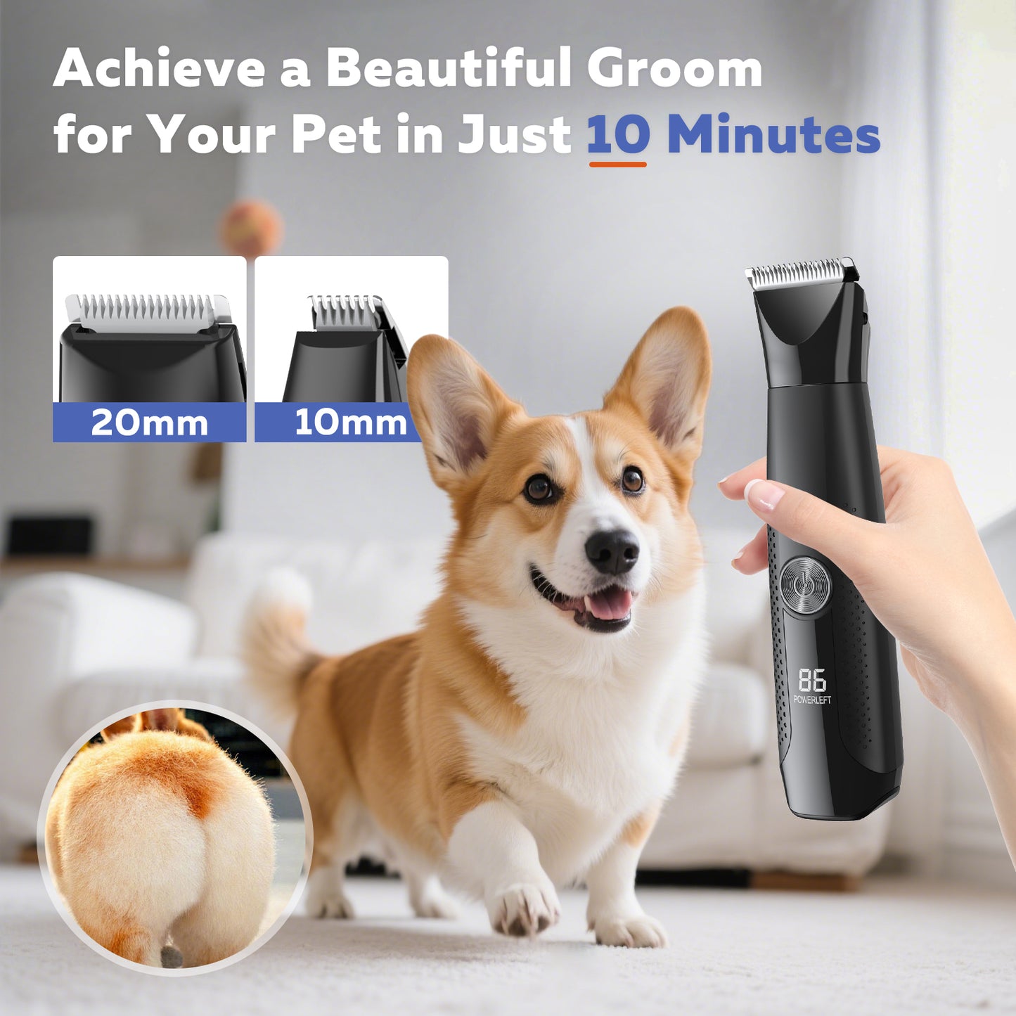 Dog Clippers with LED Display, 4 in 1 Dog Grooming Kit, Low Noise Cordless Dog Nail Grinder, Rechargeable Pet Clippers for Dogs Cats Trimming Hair Around Paws Eyes Ears Face Rump