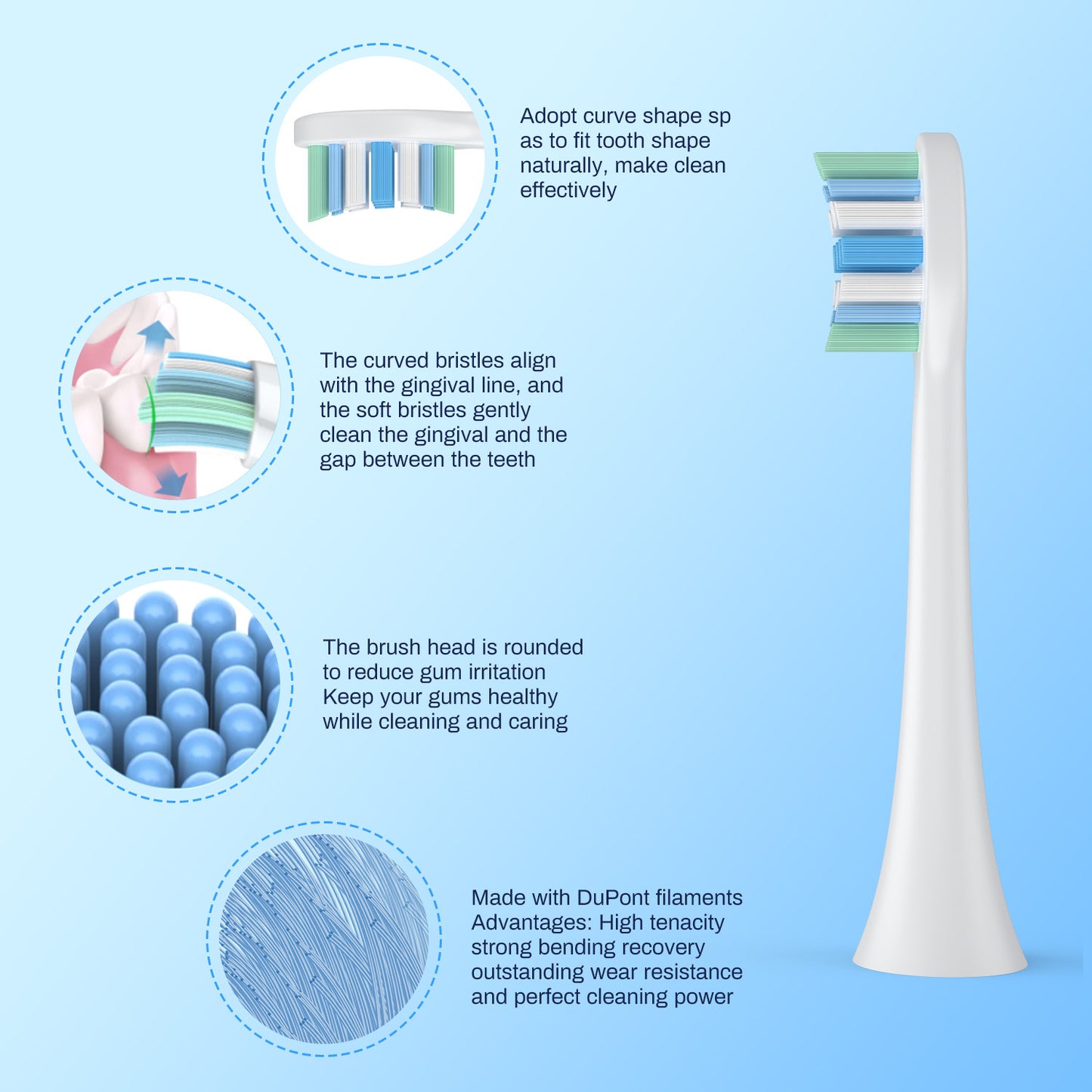 8 Pack Electric Toothbrush Replacement Heads Compatible with Snap-on Handles,2 Types Brush Heads, with 8 toothbrush protection cases+ 5 Interdental Brushes