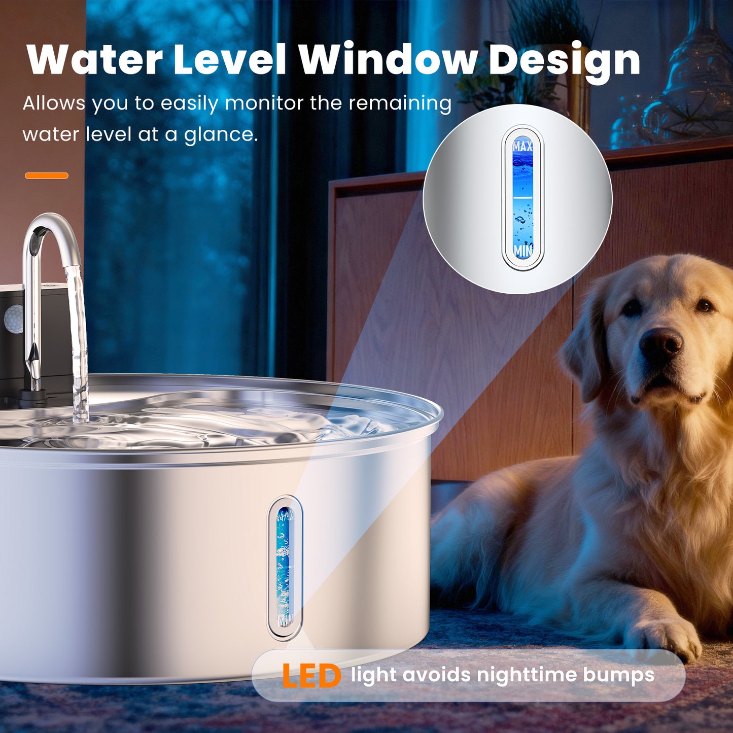12L/406oz Dog Water Fountain Stainless Steel, Wireless Dog Water Fountain with 3 Modes, 5-Layer Filter, Battery Operated, Automatic Pet Water Bowl Dispenser for Cats Dogs