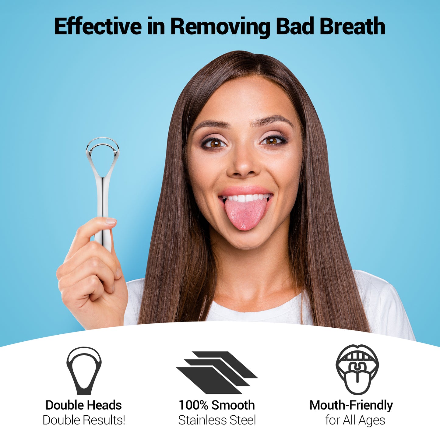 Electric Toothbrush Replacement Heads Compatible with Philips Diamond Clean,8 Pack Brush Heads + 2 Stainless Steel Tongue Scrapers for Adults