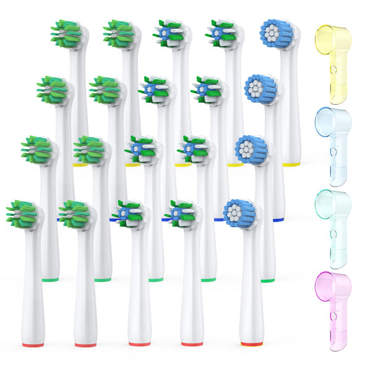 Dlopede Electric Toothbrush Replacement Heads for Oral-B, Adult,20 Pack (3 Types: Gum Care, Deep Cleaning, Sensitive)+4 Dustproof Cover