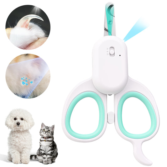 Cat Nail Clipper, Cat Claw Trimmer with LED & Blue Ligh for Nail Bloodline, Pet Claw Grooming Tool to Avoid Overcutting the Nails for Dogs Cats