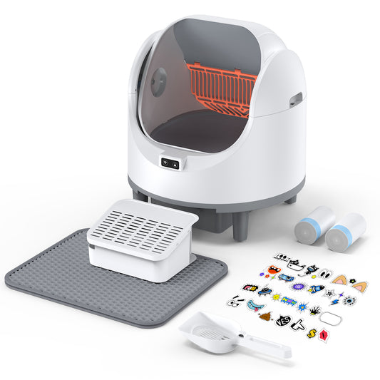 Automatic Cat Litter Box Self Cleaning,68L Open-Top Litter Box for Multi Cats, APP Control,Weight Monitoring,Safety Sensor,8L Waste Bin, Cat Litter Mat