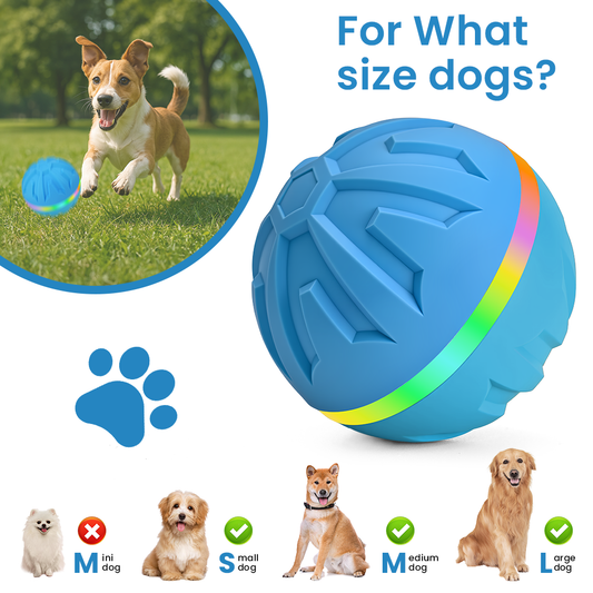 Interactive Dog Toys Ball Ultra Ball Dog Toy, Active Rolling Balls with Remote Control LED Lights, Automatic Moving, 3.2-in Blue