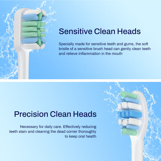 8 Pack Electric Toothbrush Replacement Heads Compatible with Snap-on Handles,2 Types Brush Heads, with 8 toothbrush protection cases