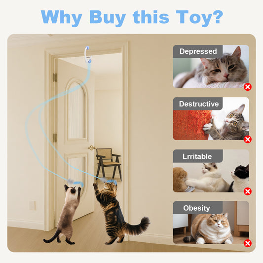 Interactive Cat Toys for Indoor Cats, Automatic Cat Door Toy with Hanging Mouse, USB Rechargeable Self Play Toy for Cats and Kittens