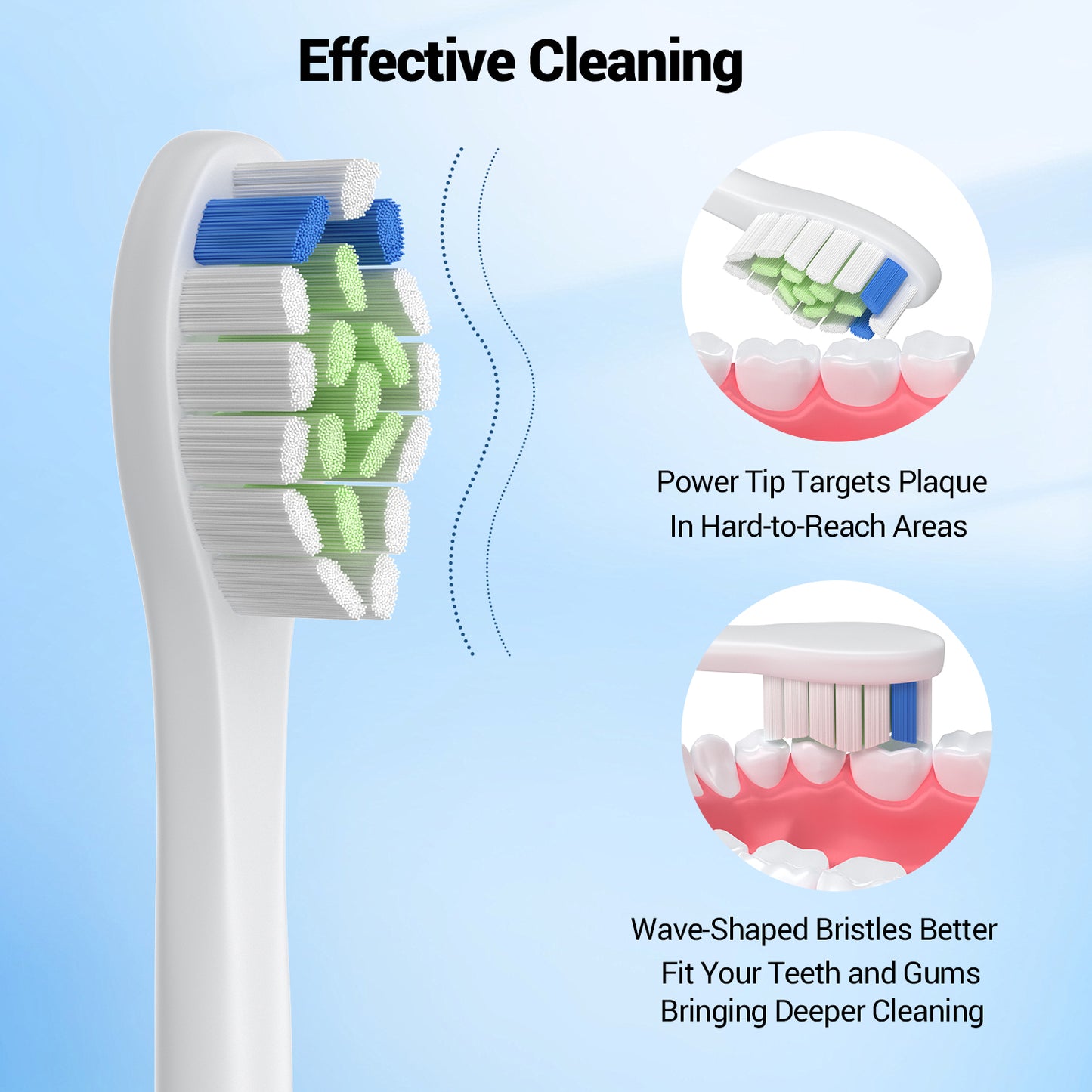 Electric Toothbrush Replacement Heads Compatible with Diamond Clean W2,8 Pack Brush Heads