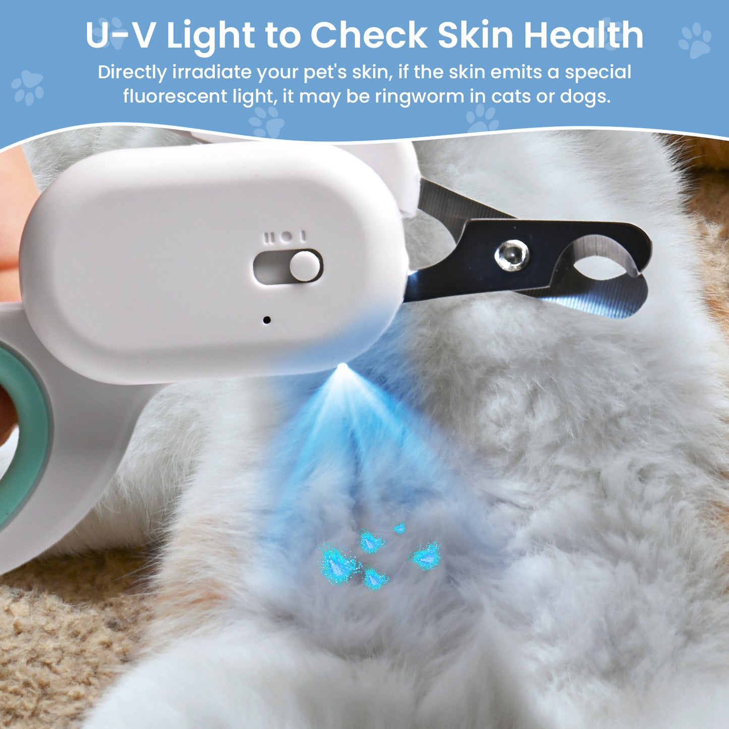 Cat Nail Clipper, Cat Claw Trimmer with LED & Blue Ligh for Nail Bloodline, Pet Claw Grooming Tool to Avoid Overcutting the Nails for Dogs Cats