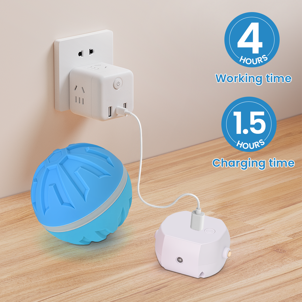 Interactive Dog Toys Ball Ultra Ball Dog Toy, Active Rolling Balls with Remote Control LED Lights, Automatic Moving, 3.2-in Blue