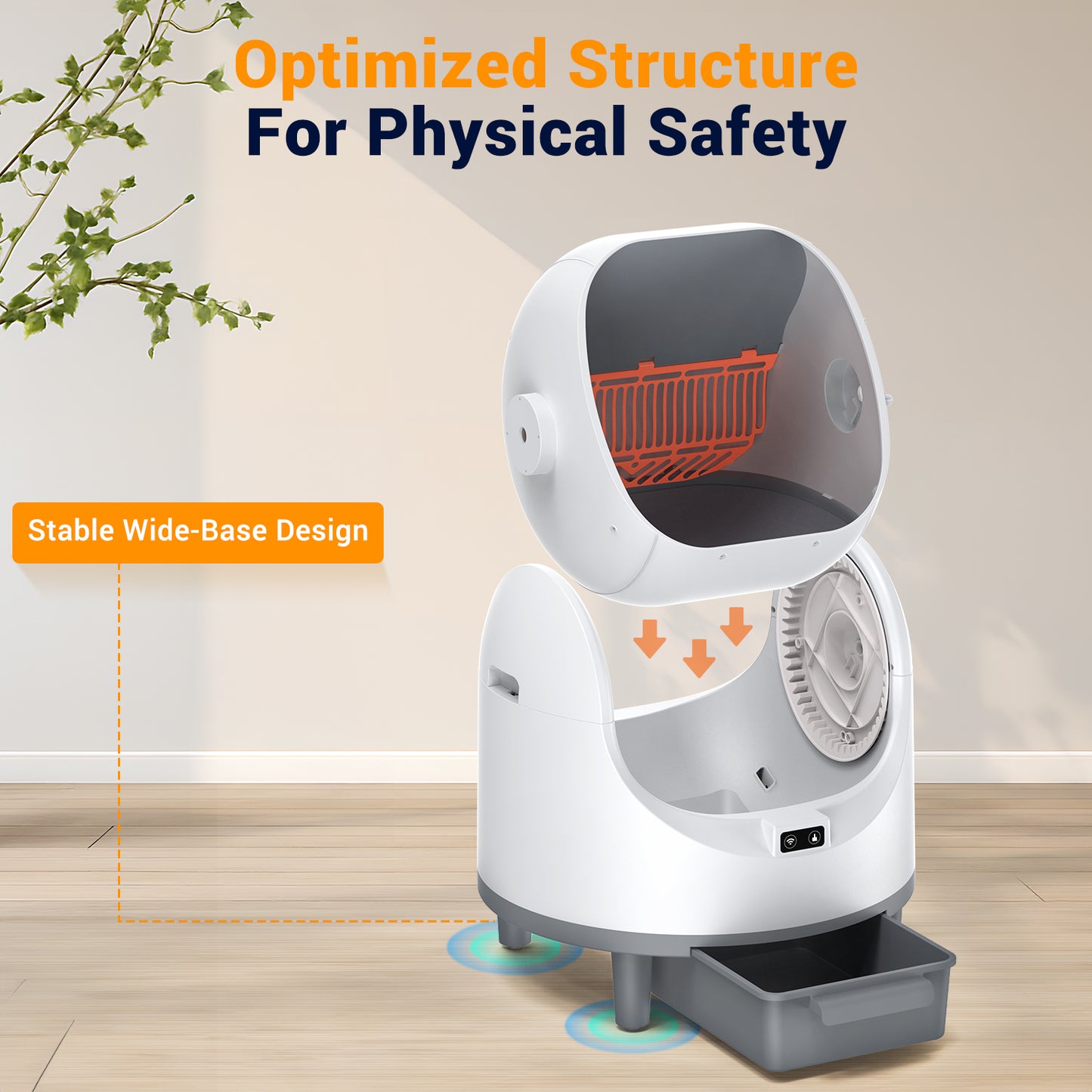 Automatic Cat Litter Box Self Cleaning,68L Open-Top Litter Box for Multi Cats, APP Control,Weight Monitoring,Safety Sensor,8L Waste Bin, Cat Litter Mat
