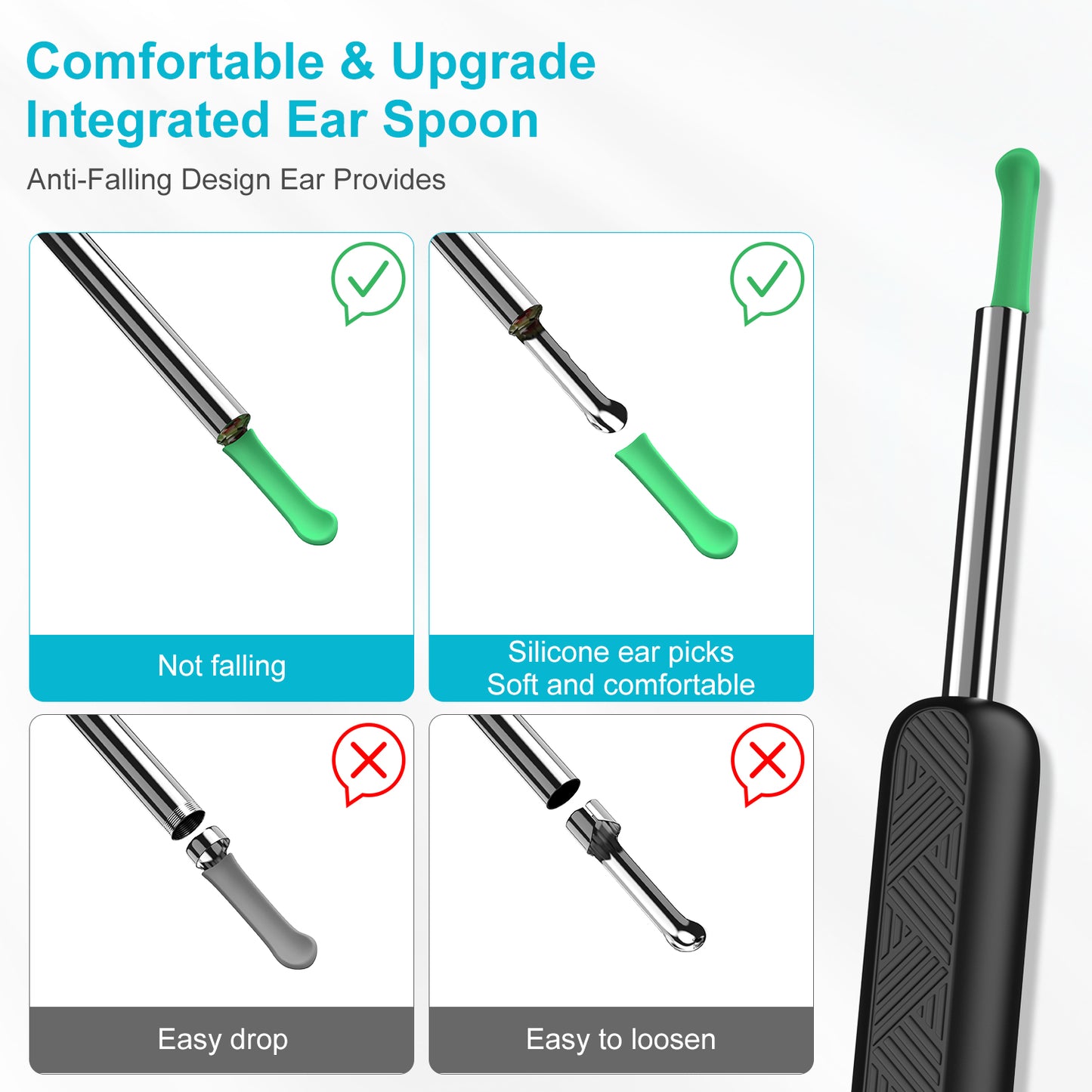 Ear Wax Removal, Ear Cleaner with 1080P Camera, Earwax Remover Tool with 8 Pcs Ear Canal Tools & 6 Soft Ear Spoons, Visual Ear Cleaning Kit for iOS & Android (Black)