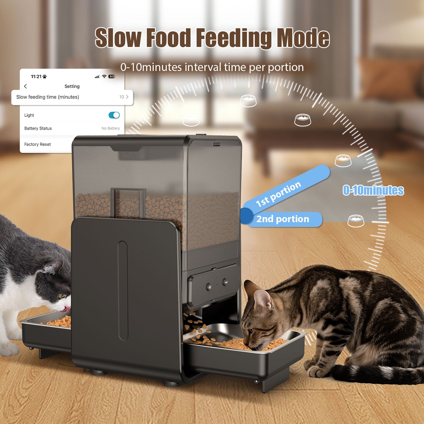 Automatic Cat Feeder with 5G Wi-Fi & APP Control, Adjustable Height, Voice Call, 5L/20 Cups Elevated Timed Cat Food Dispenser with Dual Bowls, Pet Feeder for 2 Cats/2 Small Dogs