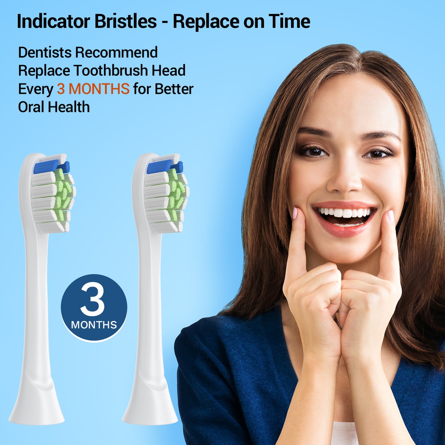 Electric Toothbrush Replacement Heads Compatible with Diamond Clean W2,8 Pack Brush Heads