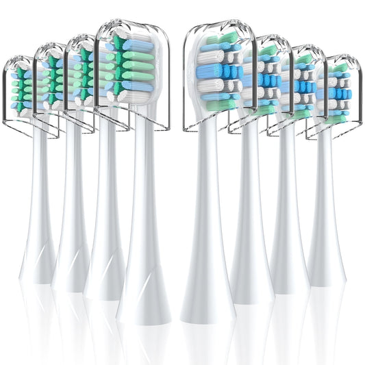 8 Pack Electric Toothbrush Replacement Heads Compatible with Snap-on Handles,2 Types Brush Heads, with 8 toothbrush protection cases