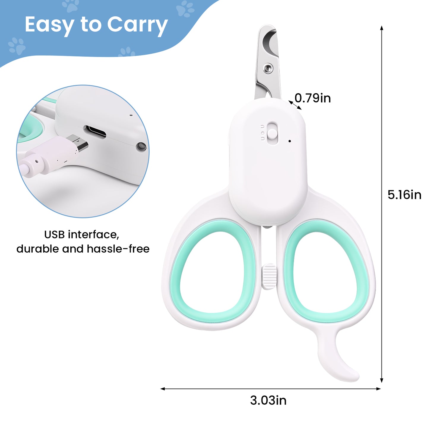 Cat Nail Clipper, Cat Claw Trimmer with LED & Blue Ligh for Nail Bloodline, Pet Claw Grooming Tool to Avoid Overcutting the Nails for Dogs Cats