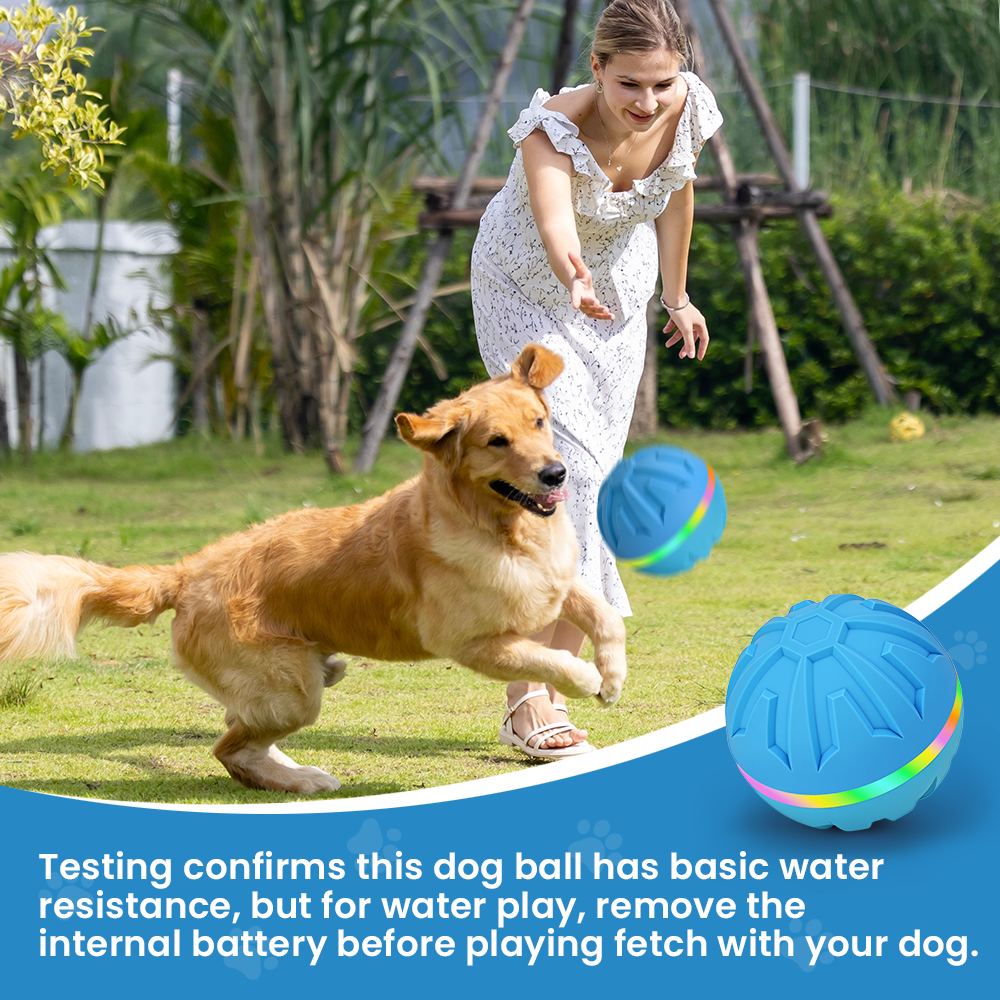 Interactive Dog Toys Ball Ultra Ball Dog Toy, Active Rolling Balls with Remote Control LED Lights, Automatic Moving, 3.2-in Blue