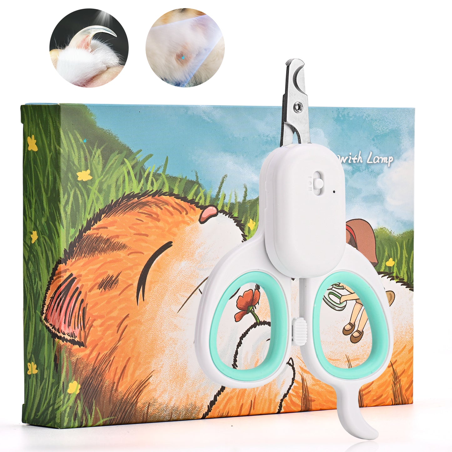 Cat Nail Clipper, Cat Claw Trimmer with LED & Blue Ligh for Nail Bloodline, Pet Claw Grooming Tool to Avoid Overcutting the Nails for Dogs Cats