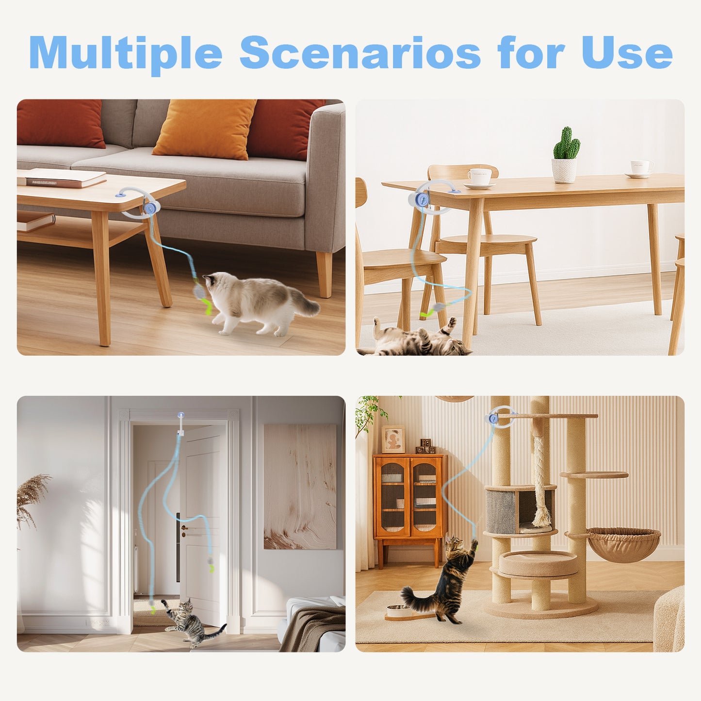 Interactive Cat Toys for Indoor Cats, Automatic Cat Door Toy with Hanging Mouse, USB Rechargeable Self Play Toy for Cats and Kittens
