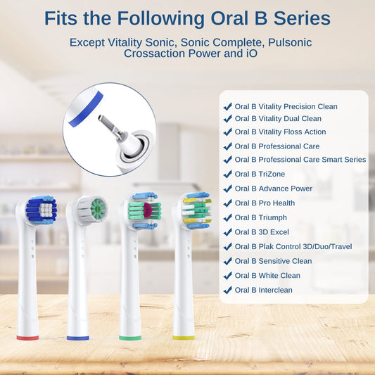 16 Pack Electric Toothbrush Replacement Heads Compatible with Oral B Braun Electric Toothbrush, with 2 rose gold tongue scrapers,4 Types Brush Heads
